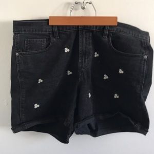 Old Navy Black Embroidered Denim Shorts